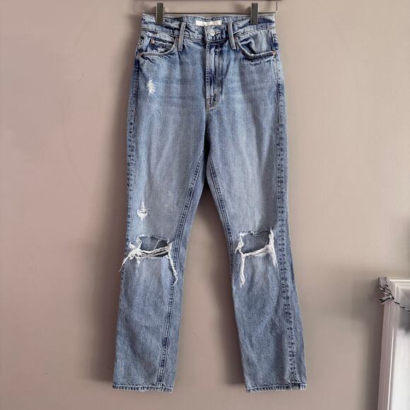 MOTHER Denim - MOTHER Superior The Dazzler Ankle Denim Jeans Distressed Size 24 Light Wash